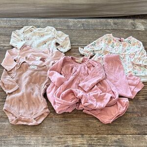 Baby Girls Soft Clothing Bundle Rabbit Bear Organic, Burt’s Bees size 3-6 months